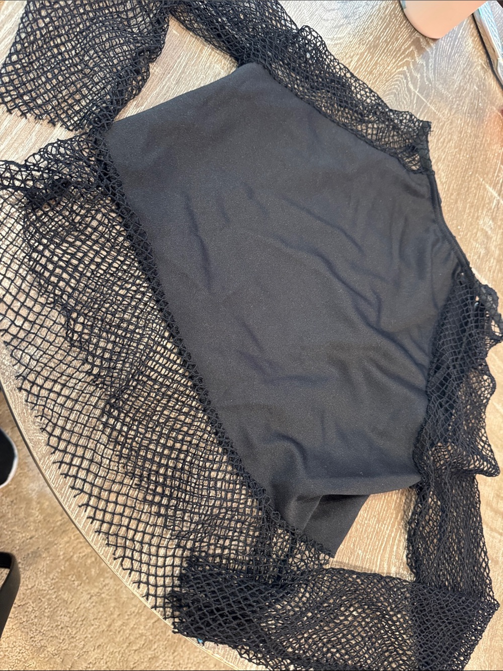 Weissman Black Sheer Mesh Long-Sleeve Bandeau